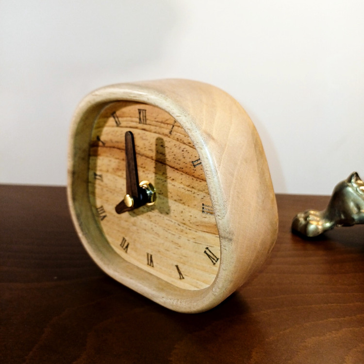 wooden desk clock