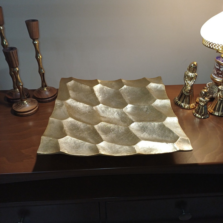 Aluminum serving tray with honeycomb (beehive) design for fruits and desserts