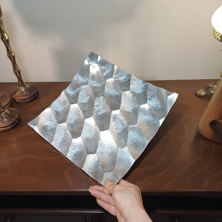 Aluminum serving tray with honeycomb (beehive) design for fruits and desserts