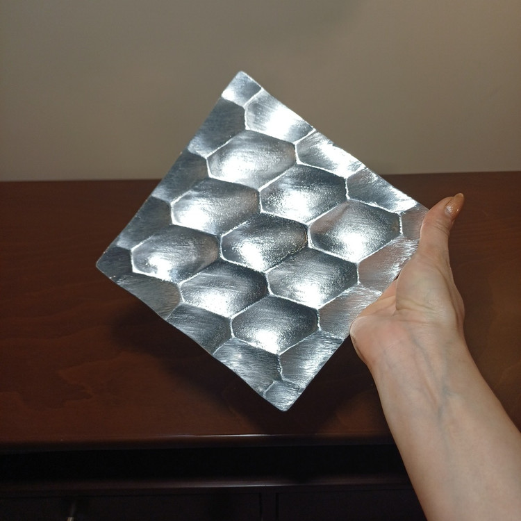Polished aluminum honeycomb serving tray / dish for finger food, chocolates, and biscuits