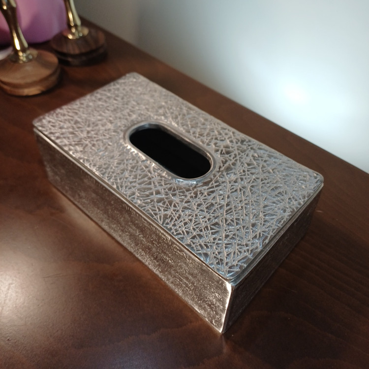 45-degree angle of a modern liner aluminum tissue box cover for home decor