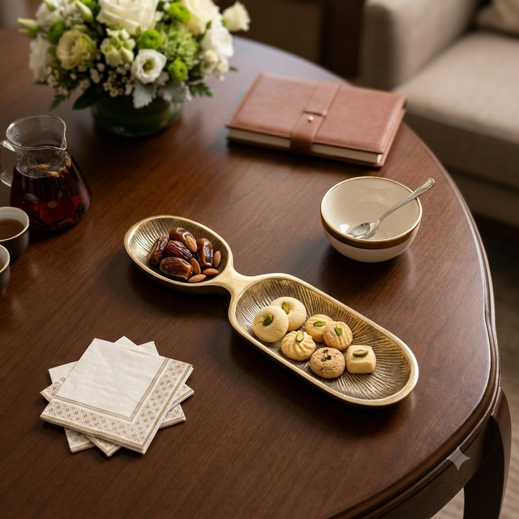 Minimalist luxury aluminum appetizer serving dish