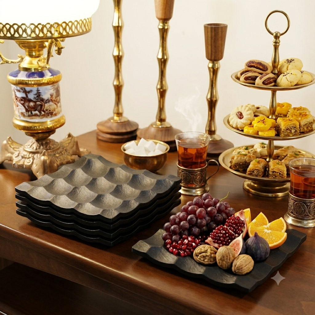 پیش‌دستی پذیرایی آلومینیومی مدل کندو (طرح تخت)