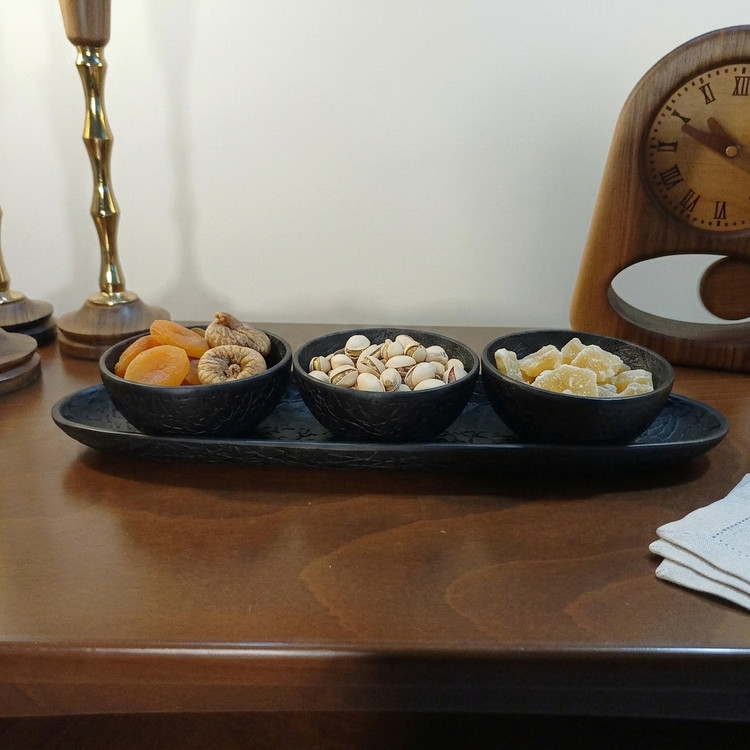 اردو خوری ۳ پیاله آلومینیومی مدل خطی (ظرف پذیرایی لوکس)