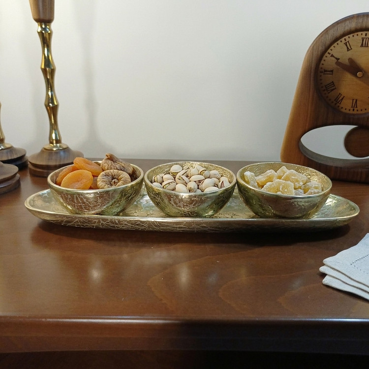 اردو خوری ۳ پیاله آلومینیومی مدل خطی (ظرف پذیرایی لوکس)