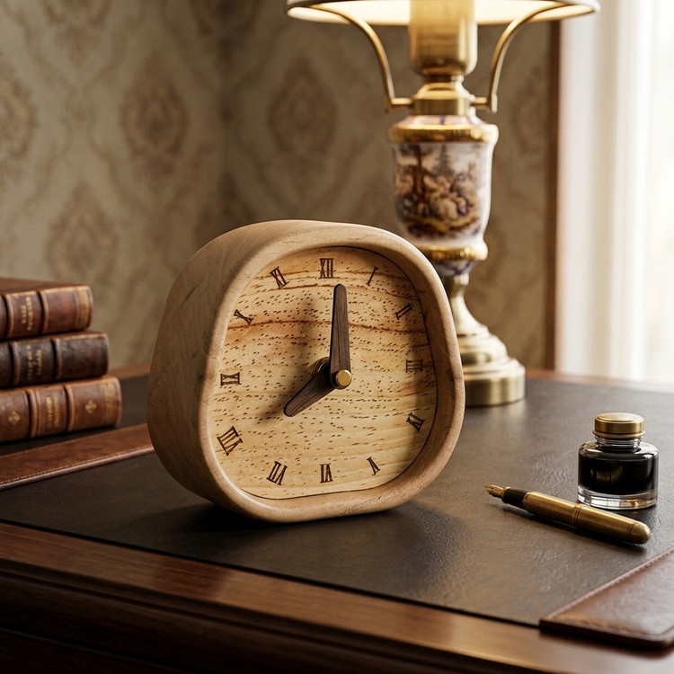Walnut wood Pear table clock for modern home decor