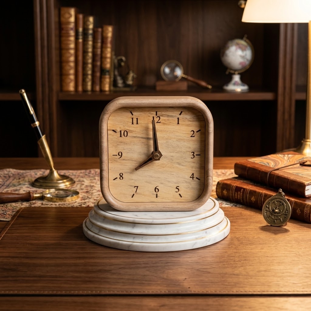 Mīrāth wooden table clock made from natural walnut wood