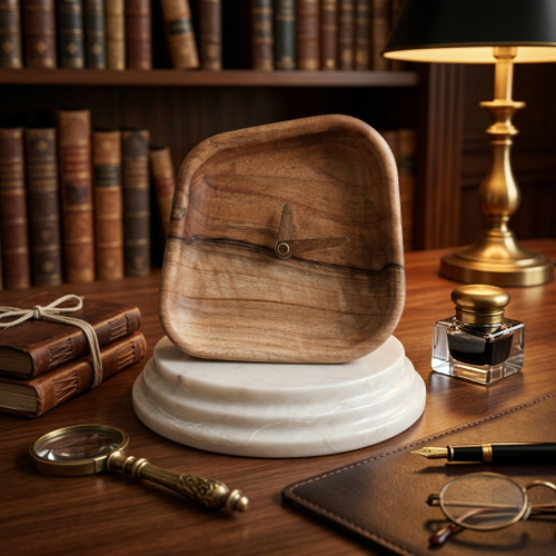 Deformed modern walnut wood table clock