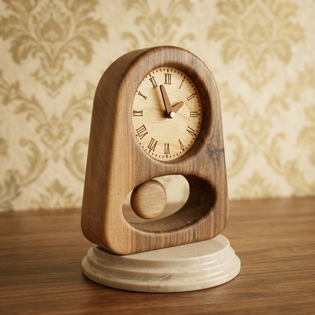 Pandora classic wooden pendulum table clock with Roman numerals