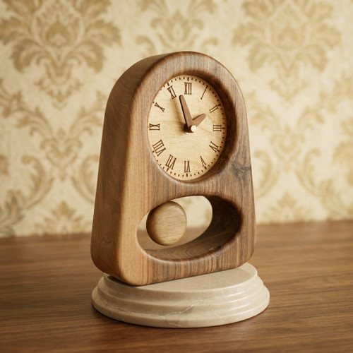 Pandora classic wooden pendulum table clock with Roman numerals