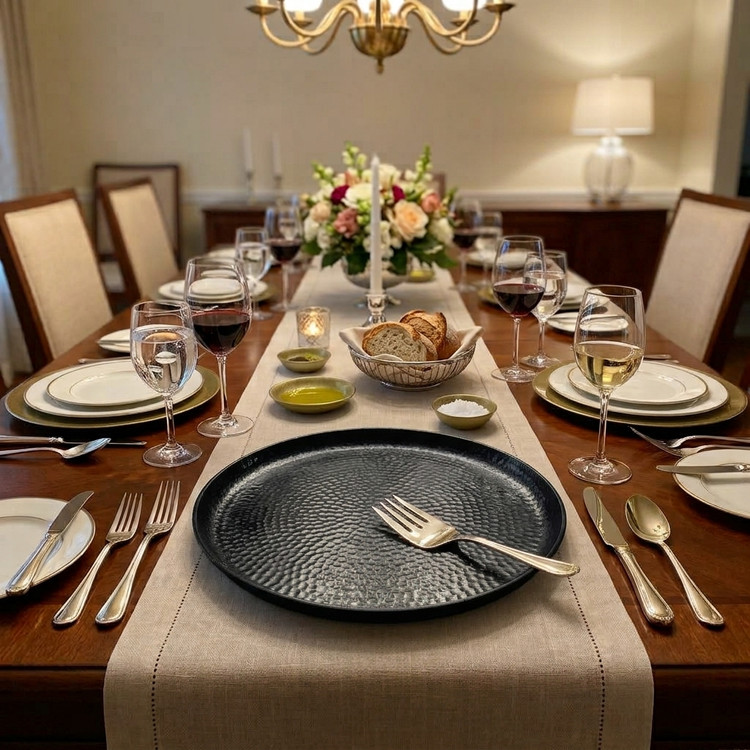 Modern luxury hammered aluminum serving dish