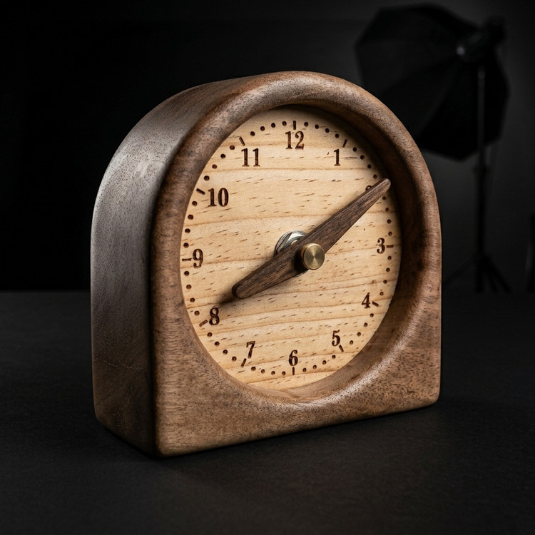 Eyvān classic solid walnut wood table clock