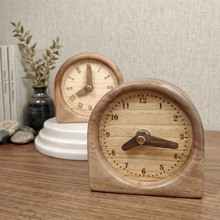 Eyvān table clock made from solid walnut wood