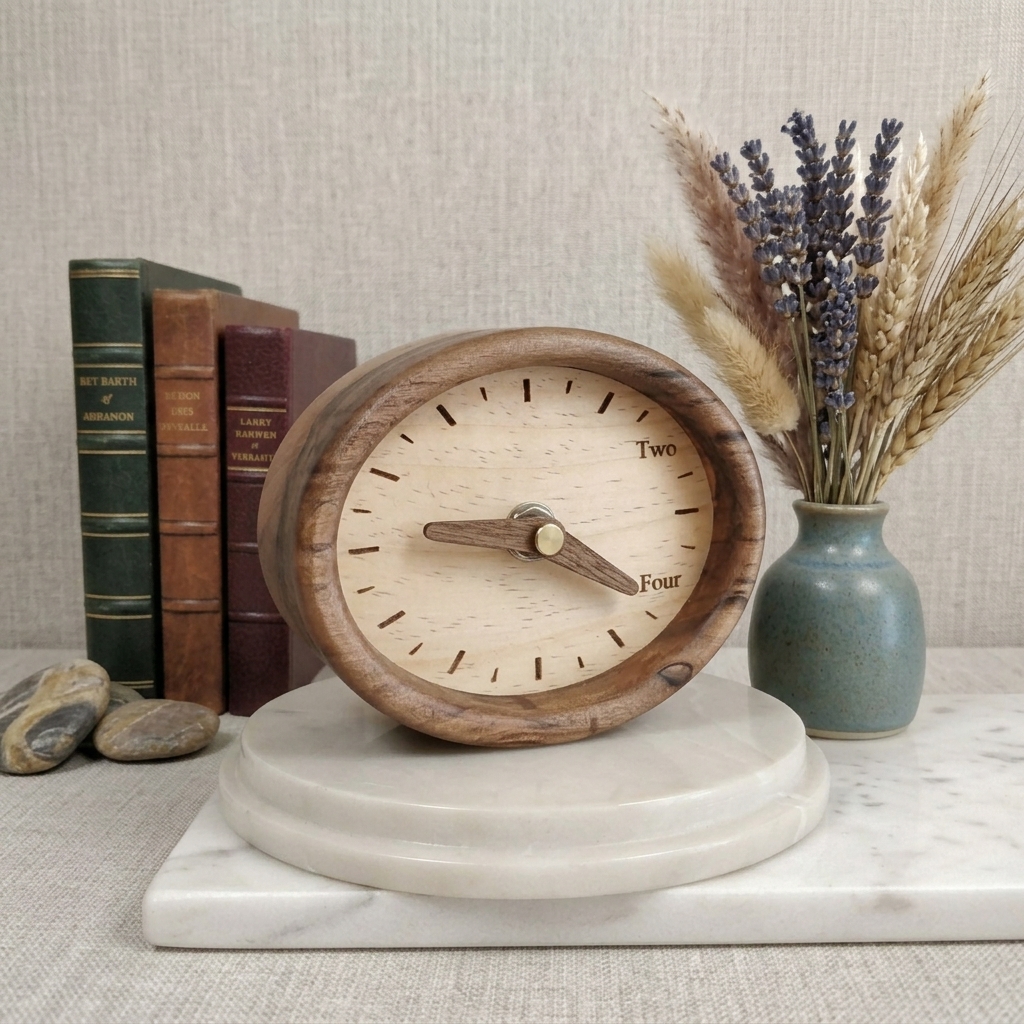 Avin minimalist solid walnut wood table clock