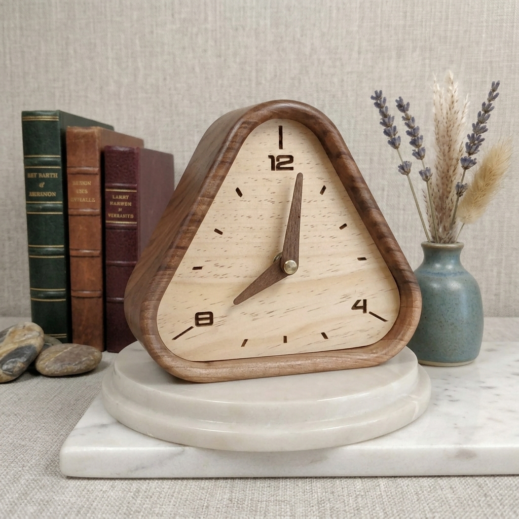 Zania decorative solid walnut wood table clock