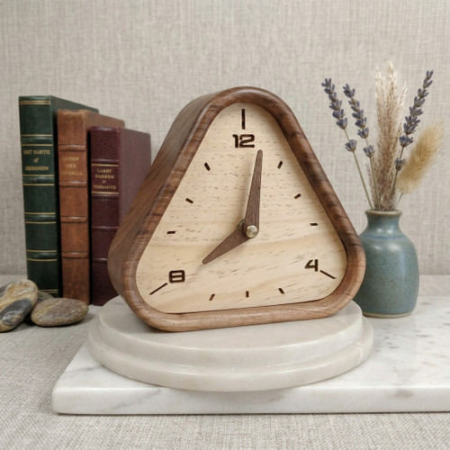 Zania decorative solid walnut wood table clock