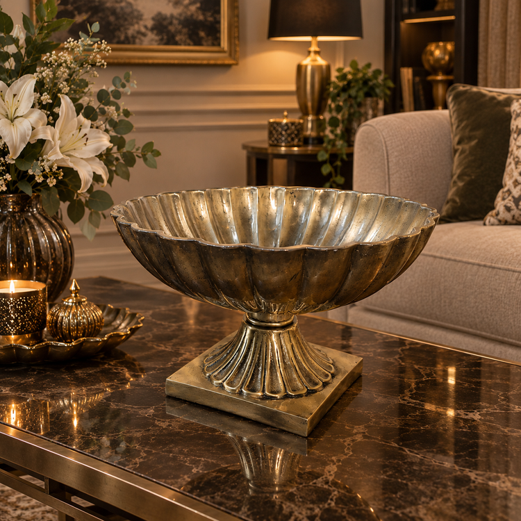 Golazin aluminum fruit bowl with floral design